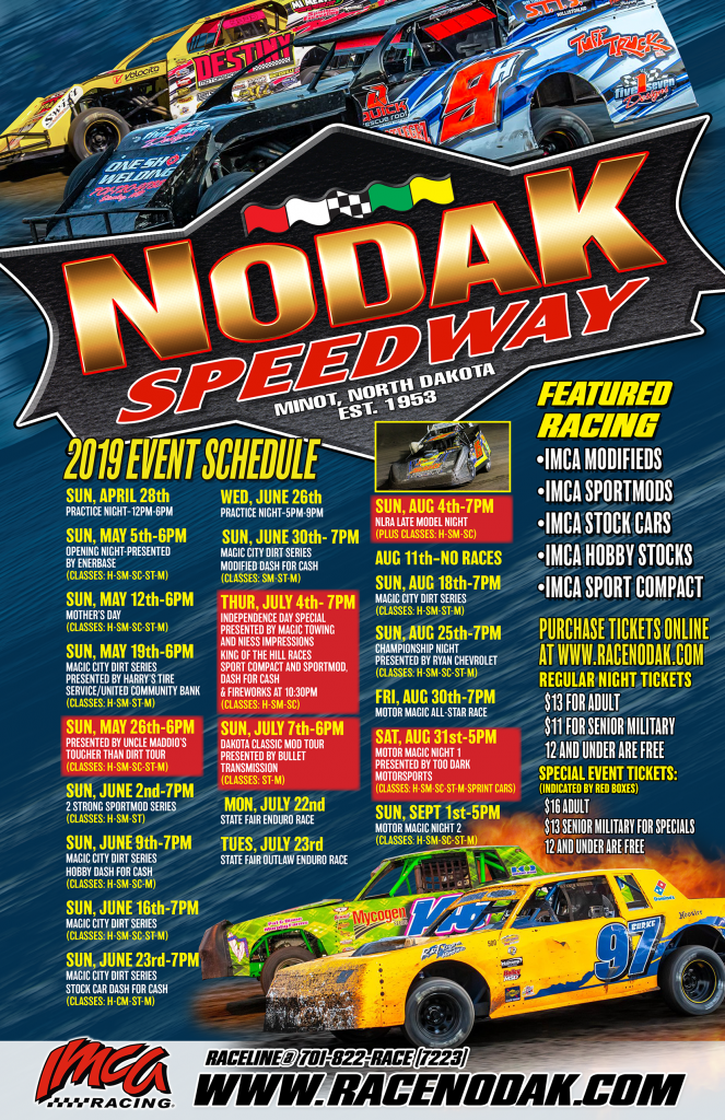 2019 Nodak Schedule Poster-corrected | Nodak Speedway